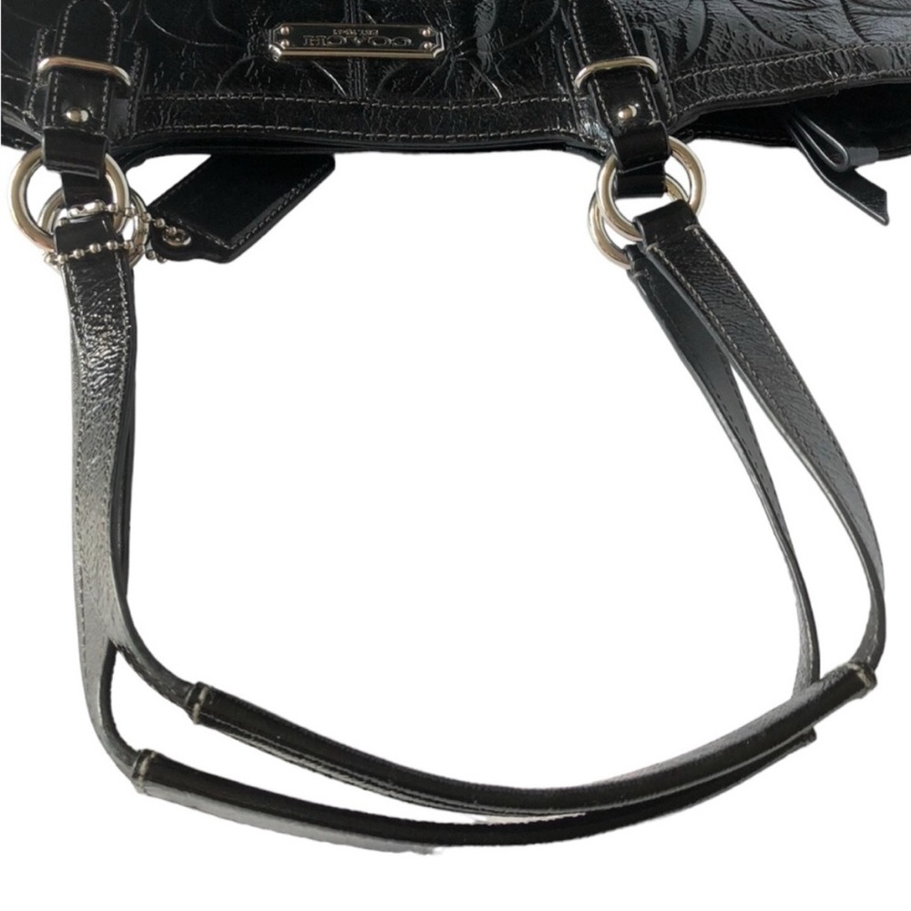 Coach Gallery Black Signature Embossed Patent Leather North/South  Tote F19818 - Picture 11 of 16